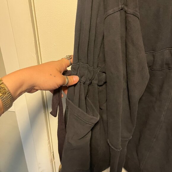 Free People Slouchy Hooded Cardigan Jacket Black Oversized Drawstring Women’s S - Picture 5 of 5